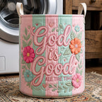 Striped Christian Quilted Laundry Hamper printed laundry hamper