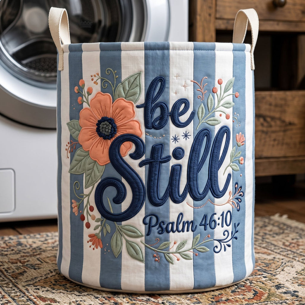 Striped Christian Quilted Laundry Hamper printed laundry hamper