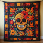 Sugar Skull Charm Quilted Blanket printed blanket
