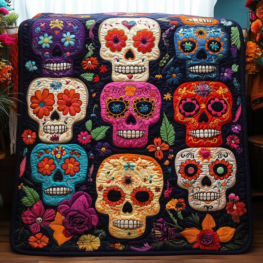 Sugar Skull Quilted Blanket printed blanket