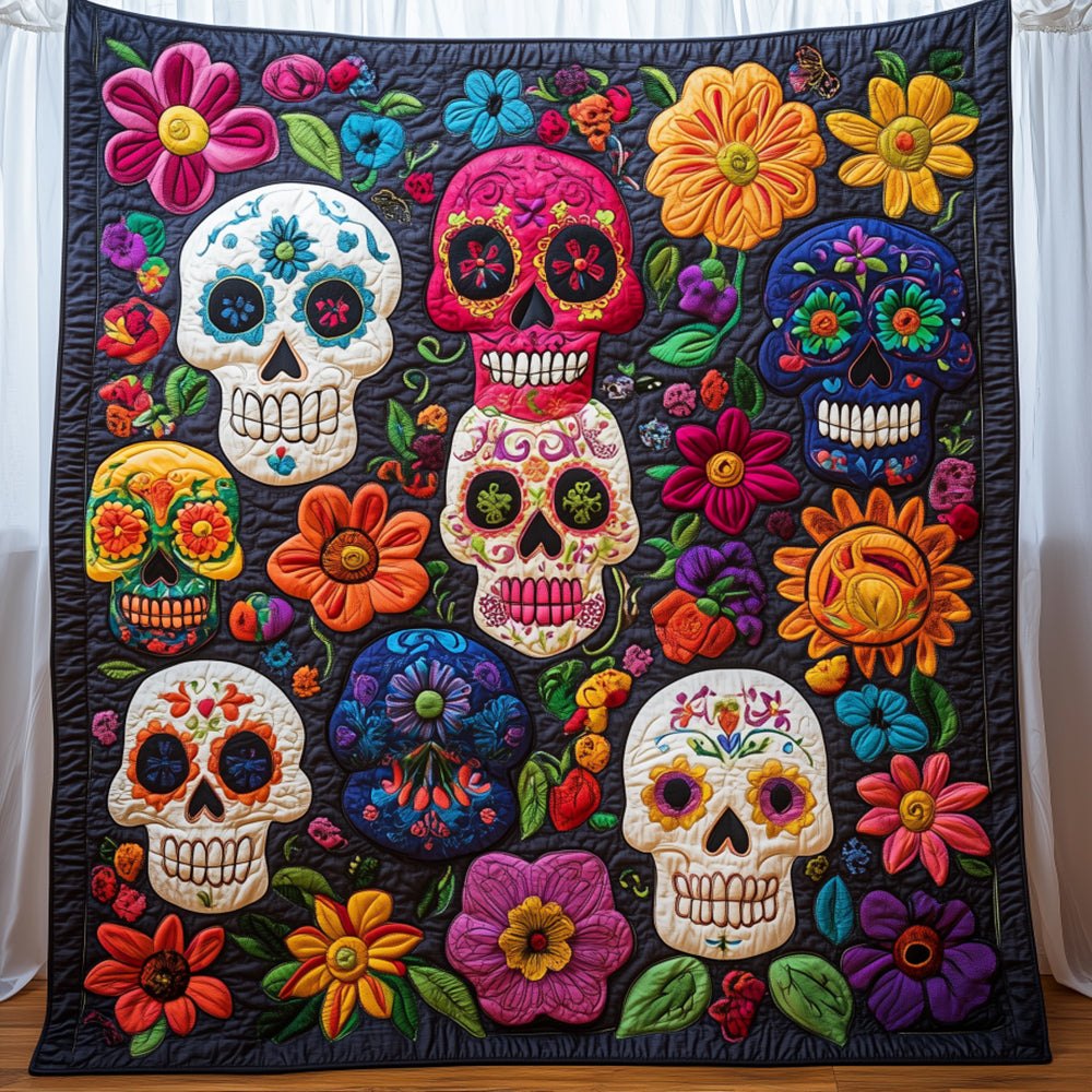 Sugar Skull Quilted Blanket printed blanket