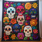 Sugar Skull Quilted Blanket printed blanket