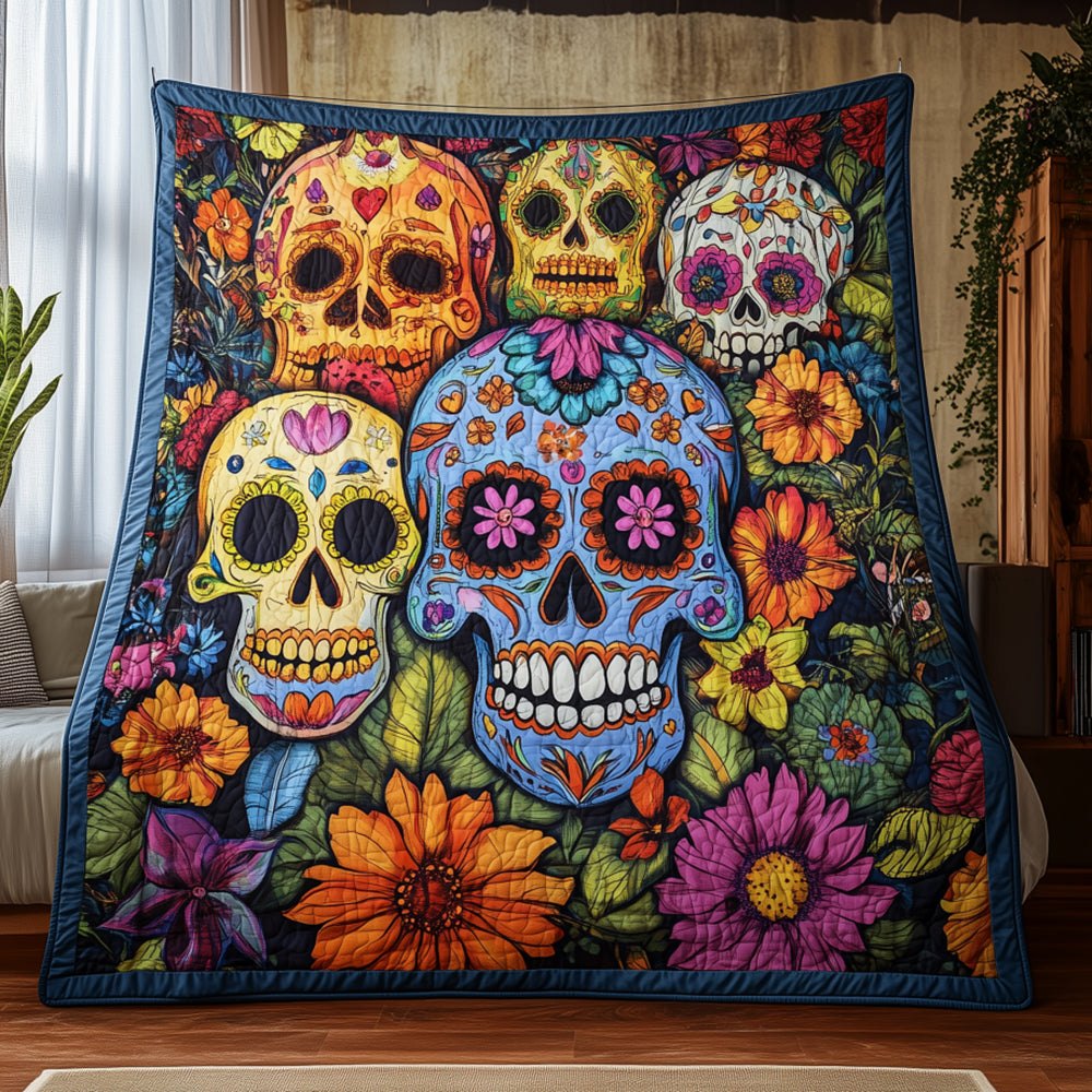 Sugar Skull Quilted Blanket printed blanket