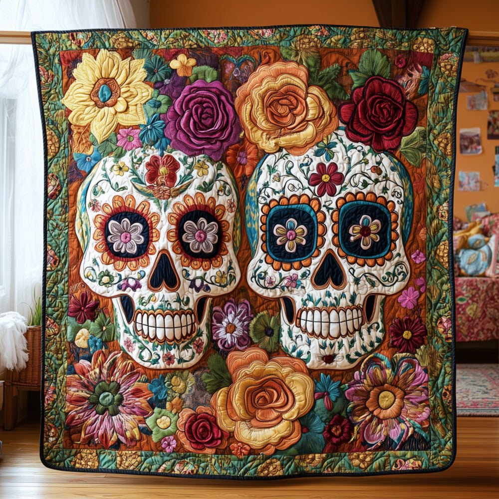 Sugar Skull Quilted Blanket printed blanket