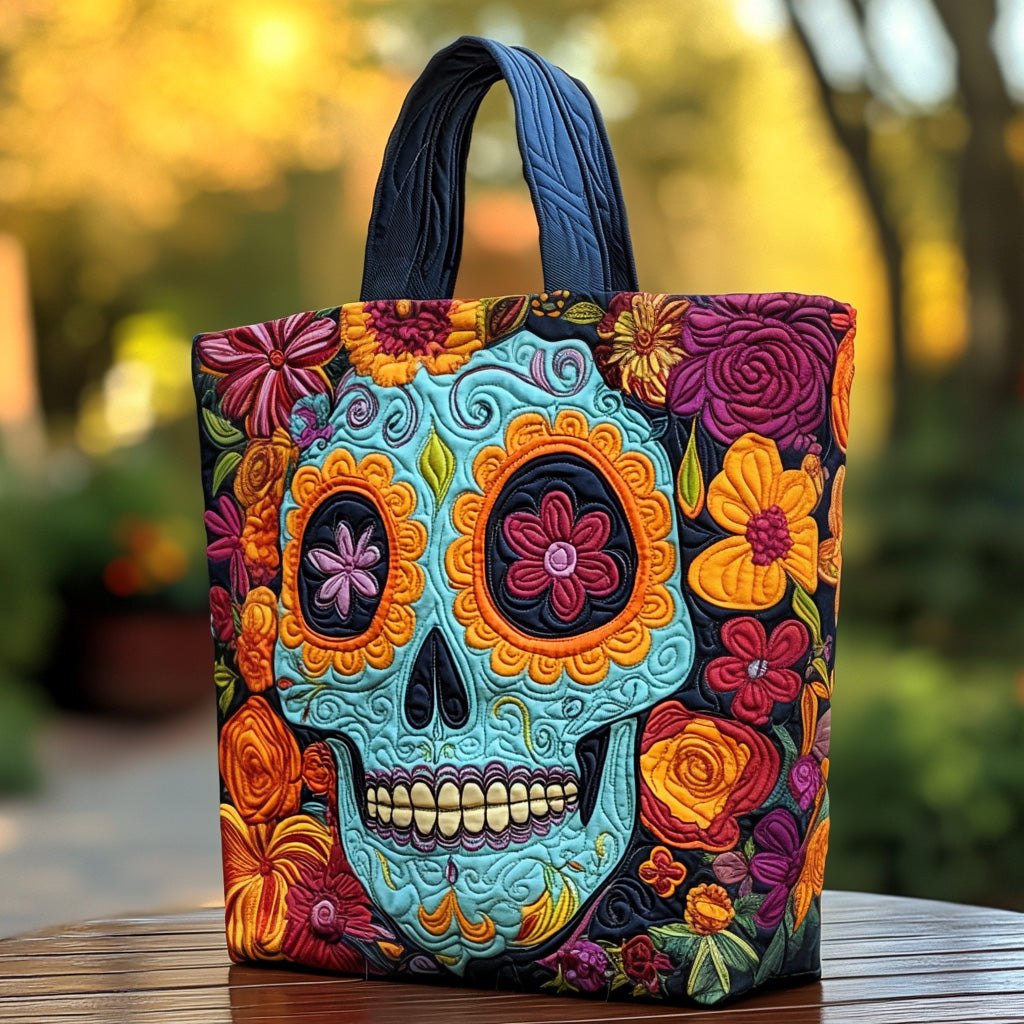 Sugar Skull Spirits Quilted Tote Bag printed tote bag