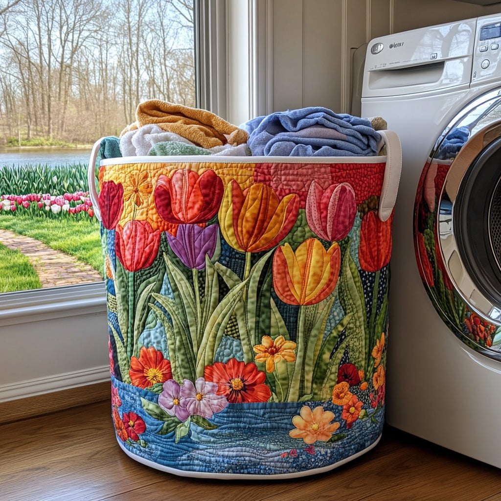 Summer Blossom Quilted Laundry Hamper printed laundry hamper