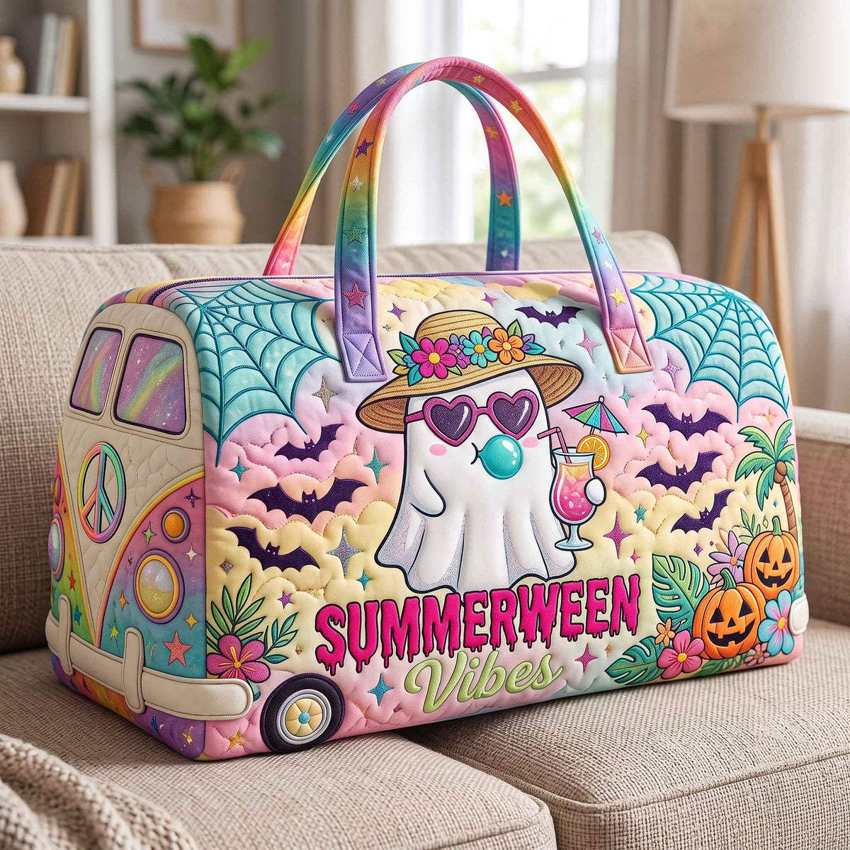 Summerween Ride Quilted Duffle Bag printed duffle bag