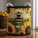 Sunflower Bee Quilted Laundry Hamper printed laundry hamper