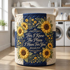 Sunflower Bible Verse Quilted Laundry Hamper printed laundry hamper
