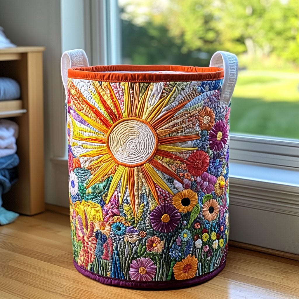 Sunflower Bloom Quilted Laundry Hamper printed laundry hamper