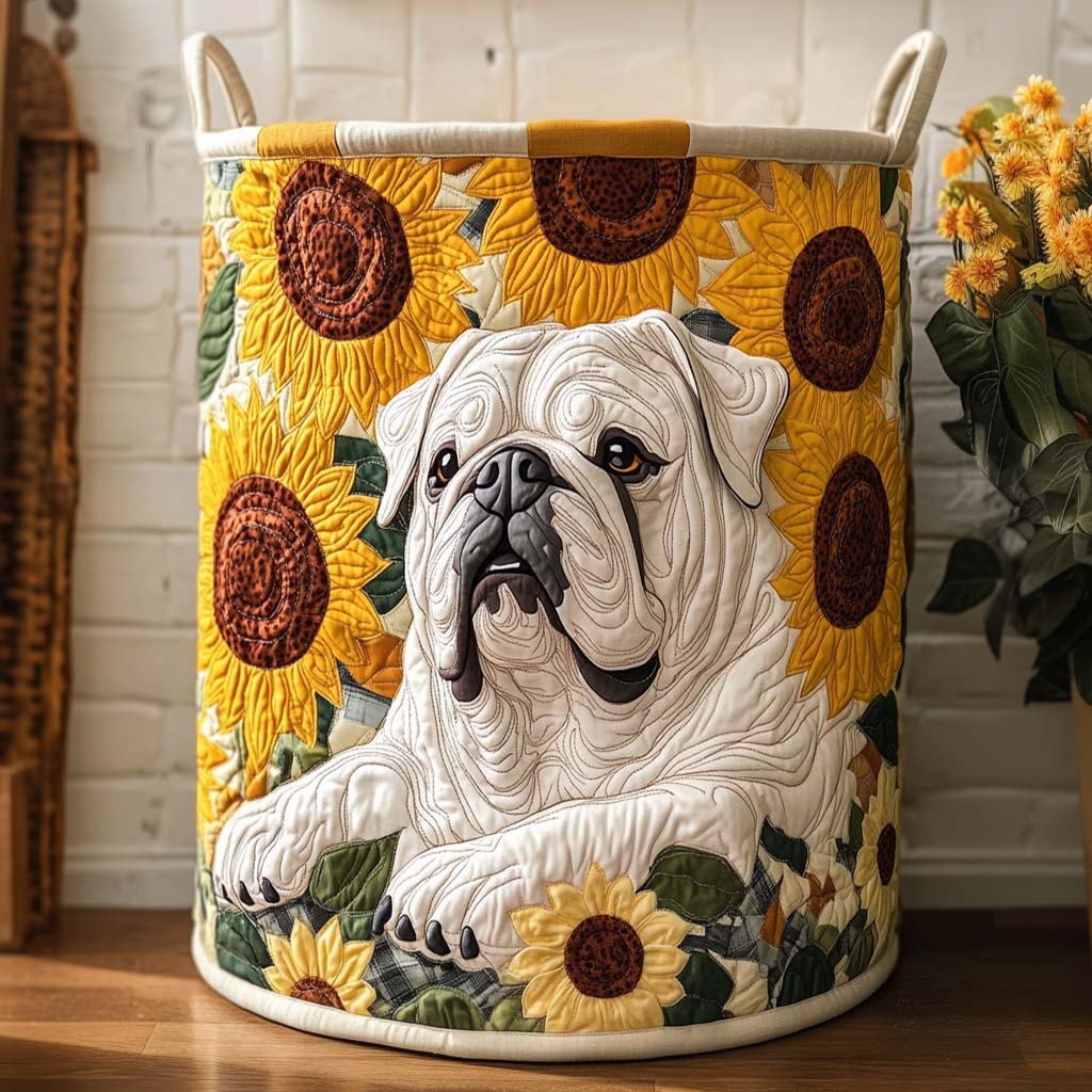 Sunflower Bulldog Dream Quilted Laundry Hamper printed laundry hamper