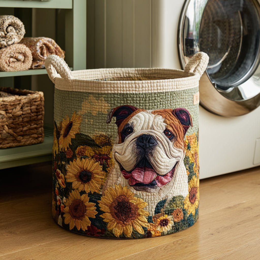 Sunflower Bulldog Quilted Laundry Hamper printed laundry hamper