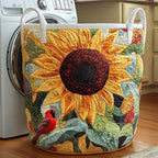 Sunflower Cardinal Quilted Laundry Hamper printed laundry hamper