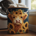Sunflower Cow Quilted Laundry Hamper printed laundry hamper
