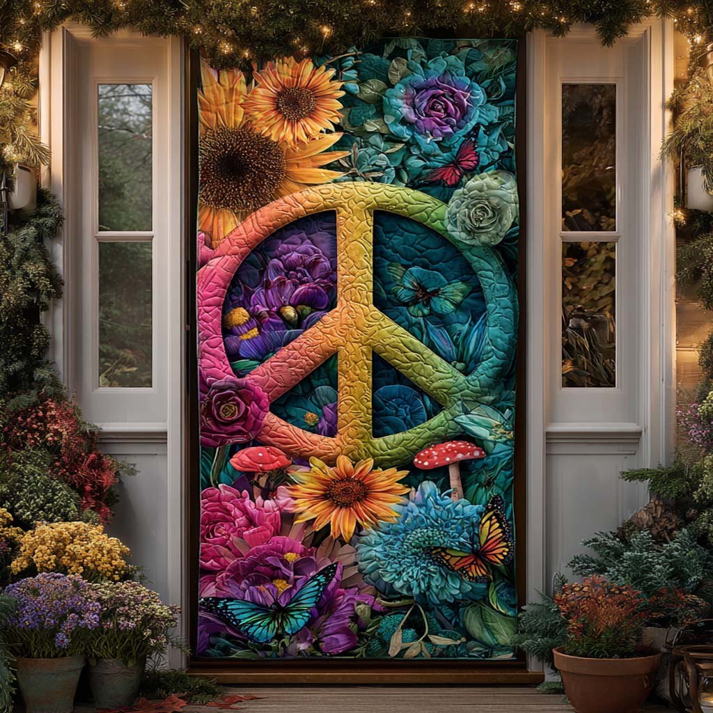 Sunflower Garden Peace Quilted Door Curtain printed door curtain