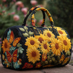 Sunflower Garden Quilted Duffle Bag printed duffle bag