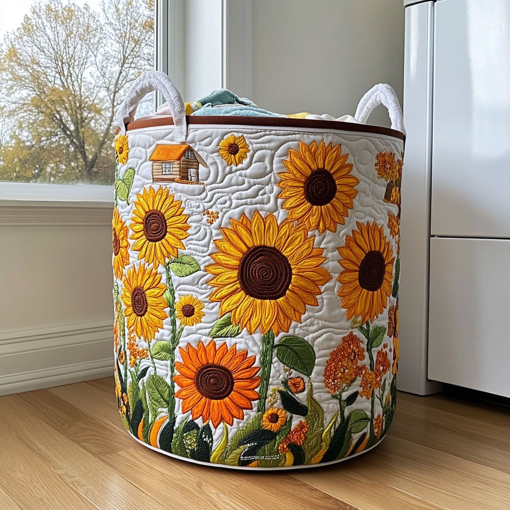 Sunflower Grove Quilted Laundry Hamper printed laundry hamper