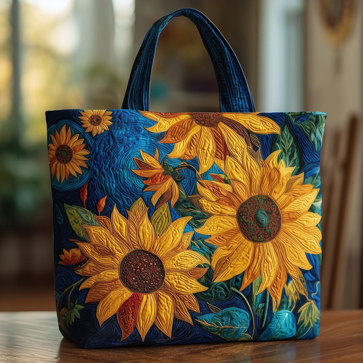 Sunflower Quilted Tote Bag printed tote bag