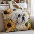 Sunflower Shih Tzu Quilted Tote Bag printed quilted tote bag