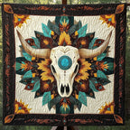 Sunflower Skull Spirit Quilted Blanket printed blanket