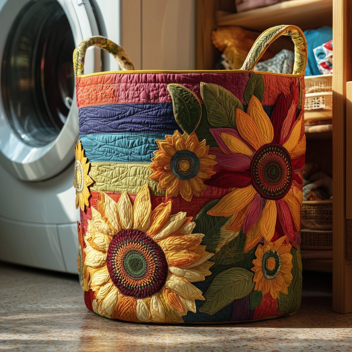 Sunflower Sunray Quilted Laundry Hamper printed laundry hamper