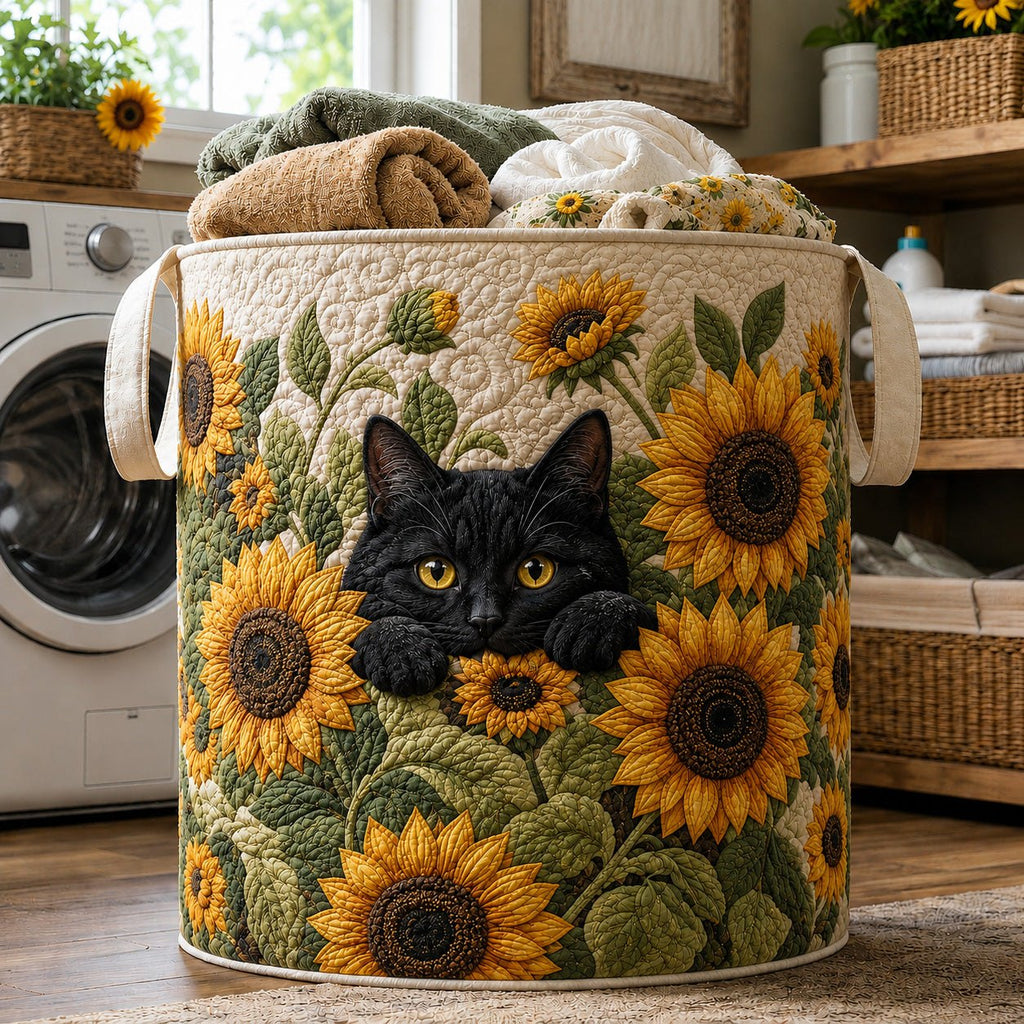 Sunflower Whiskers Quilted Laundry Hamper printed laundry hamper