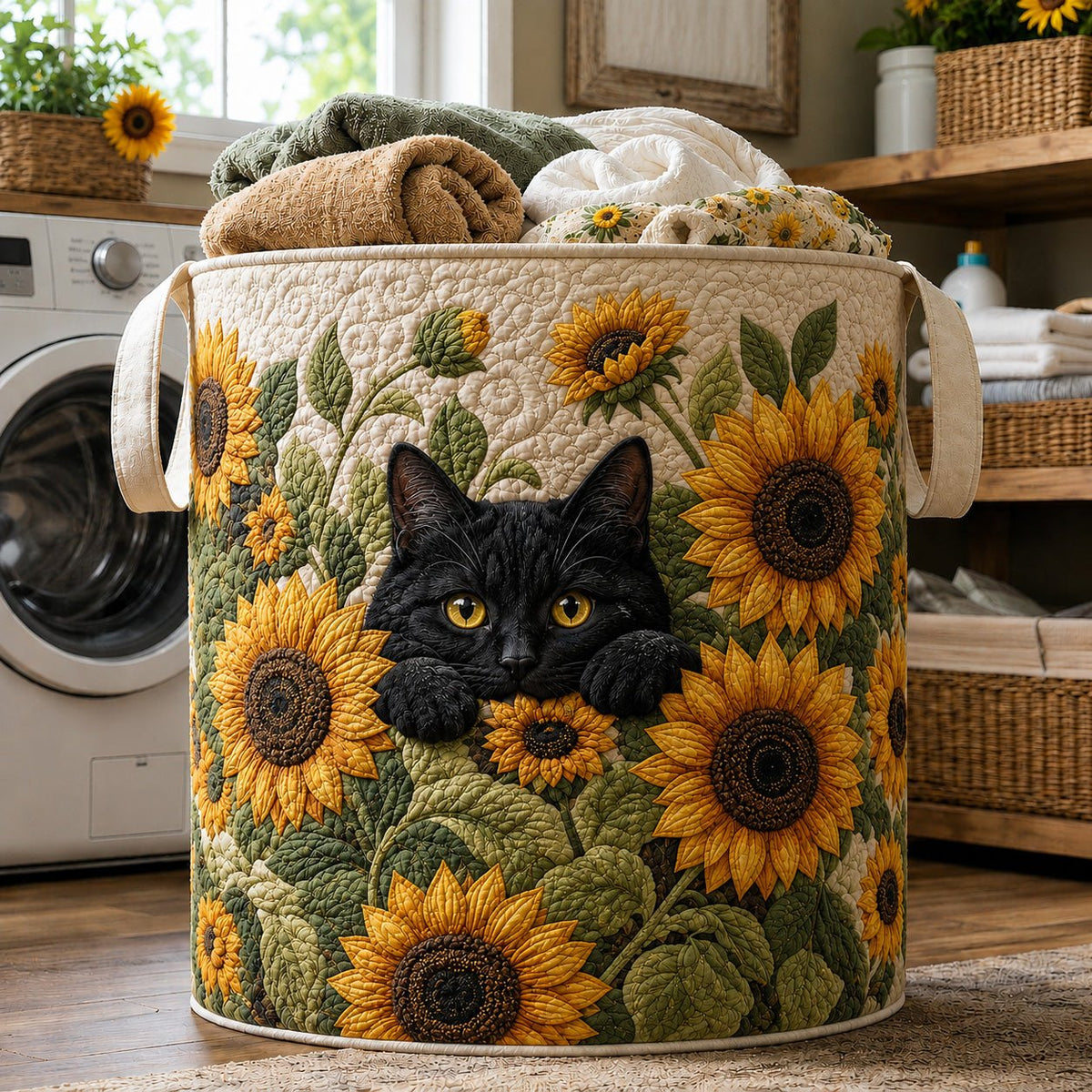 Sunflower Whiskers Quilted Laundry Hamper printed laundry hamper