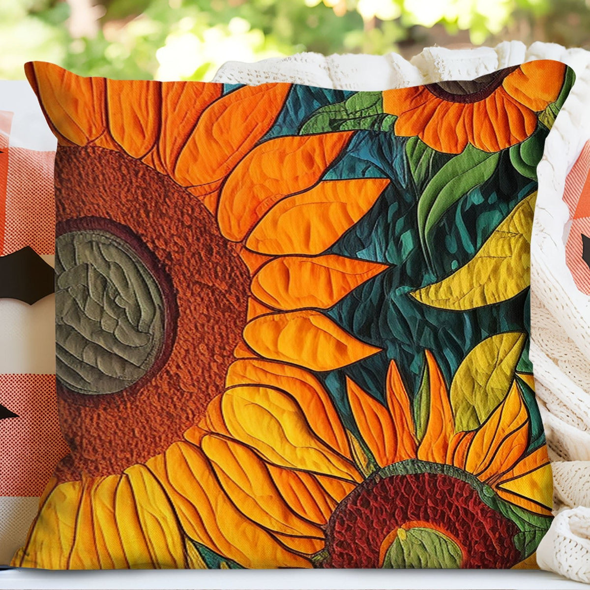 Sunflowers Quilted Cushion Cover printed cushion cover