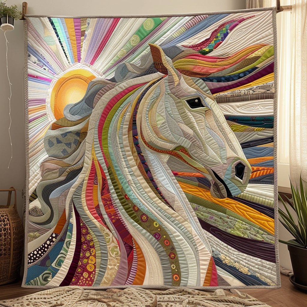 Sunlit Mane Quilted Blanket printed blanket