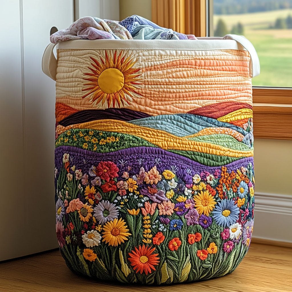 Sunny Bloom Quilted Laundry Hamper printed laundry hamper