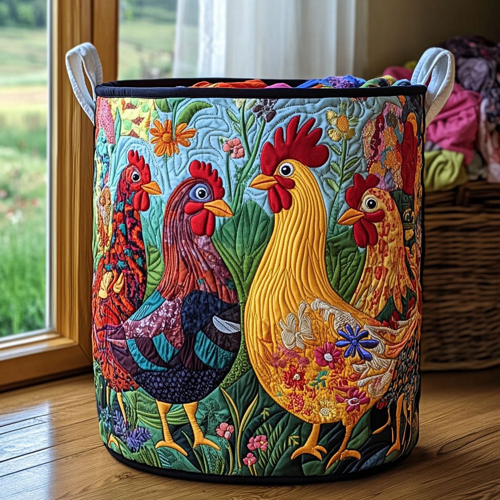 Sunny Coop Quilted Laundry Hamper printed laundry hamper