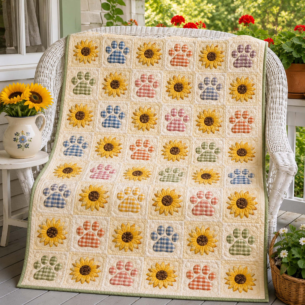 Sunny Paws Quilted Blanket printed quilt blanket