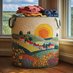 Sunny Village Quilted Laundry Hamper printed laundry hamper