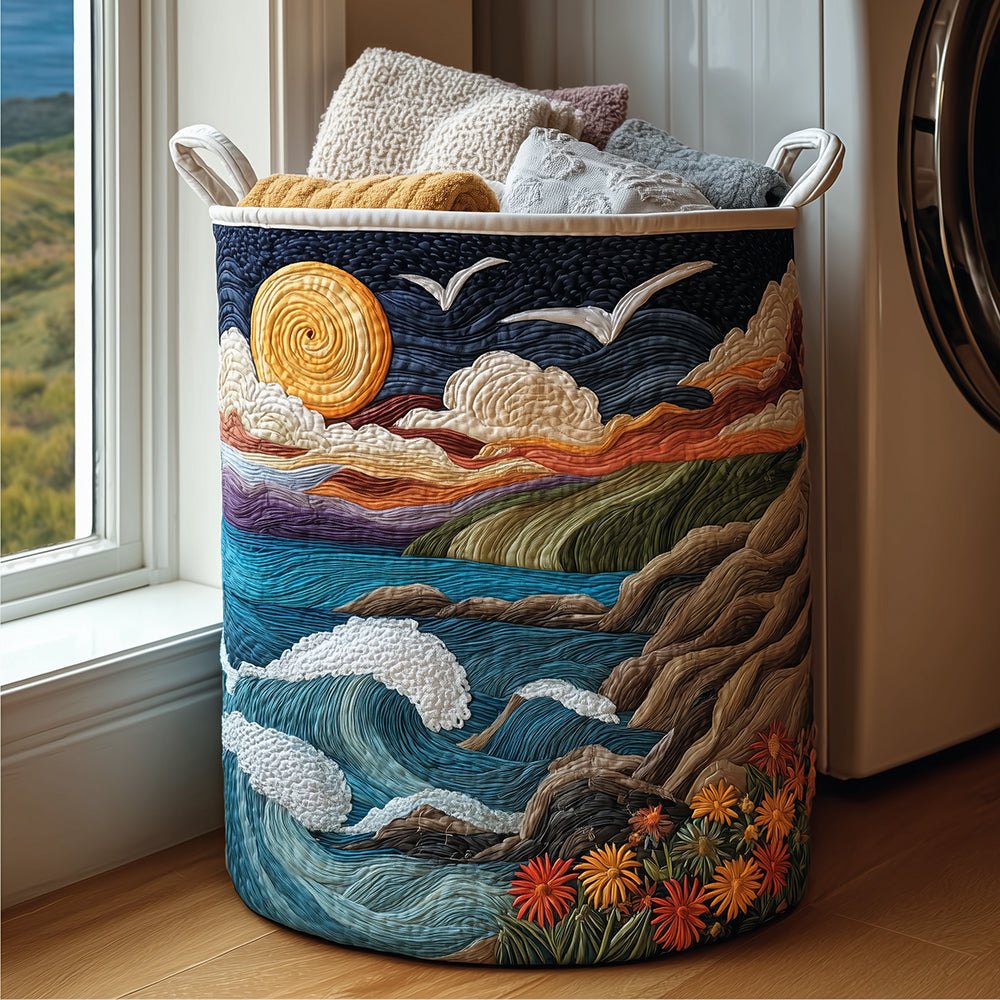 Sunrise Coast Quilted Laundry Hamper printed laundry hamper