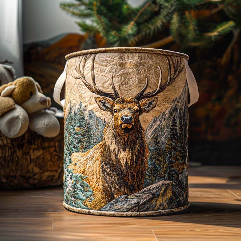 Sunrise Elk Calm Quilted Laundry Hamper printed laundry hamper