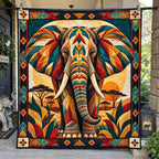 Sunset Flame Elephant Mosaic printed blanket
