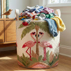 Sunset Flamingo Quilted Laundry Hamper printed laundry hamper