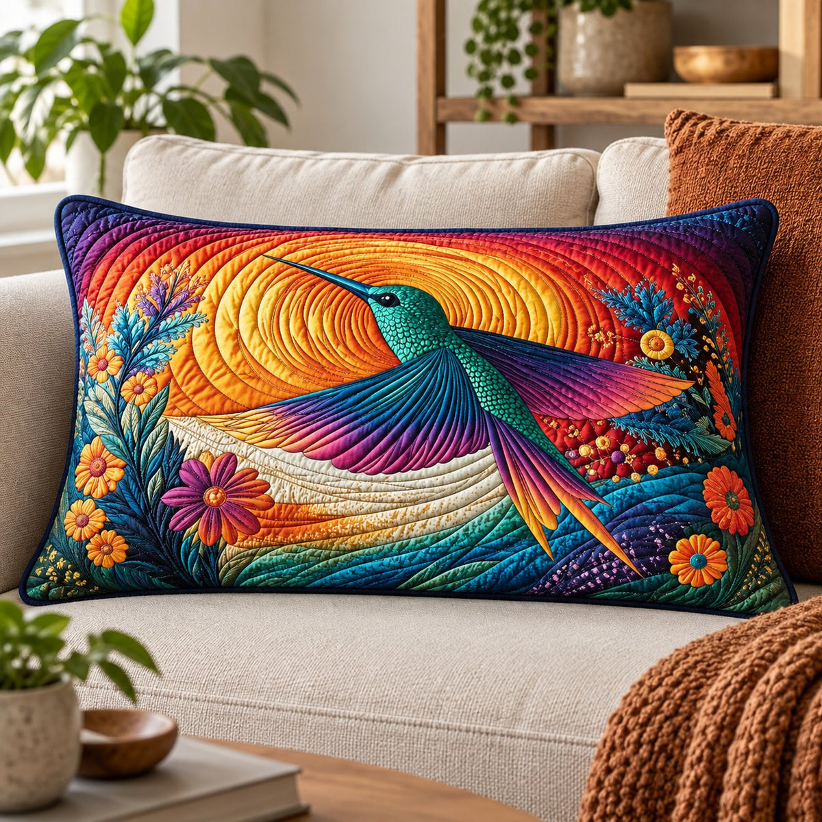 Sunset Glide Quilted Bedding Cushion Cover printed cushion cover