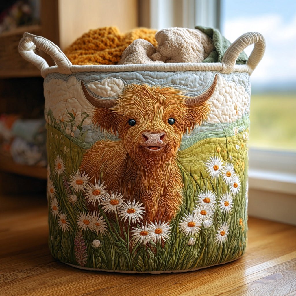 Sunset Highland Quilted Laundry Hamper printed laundry hamper
