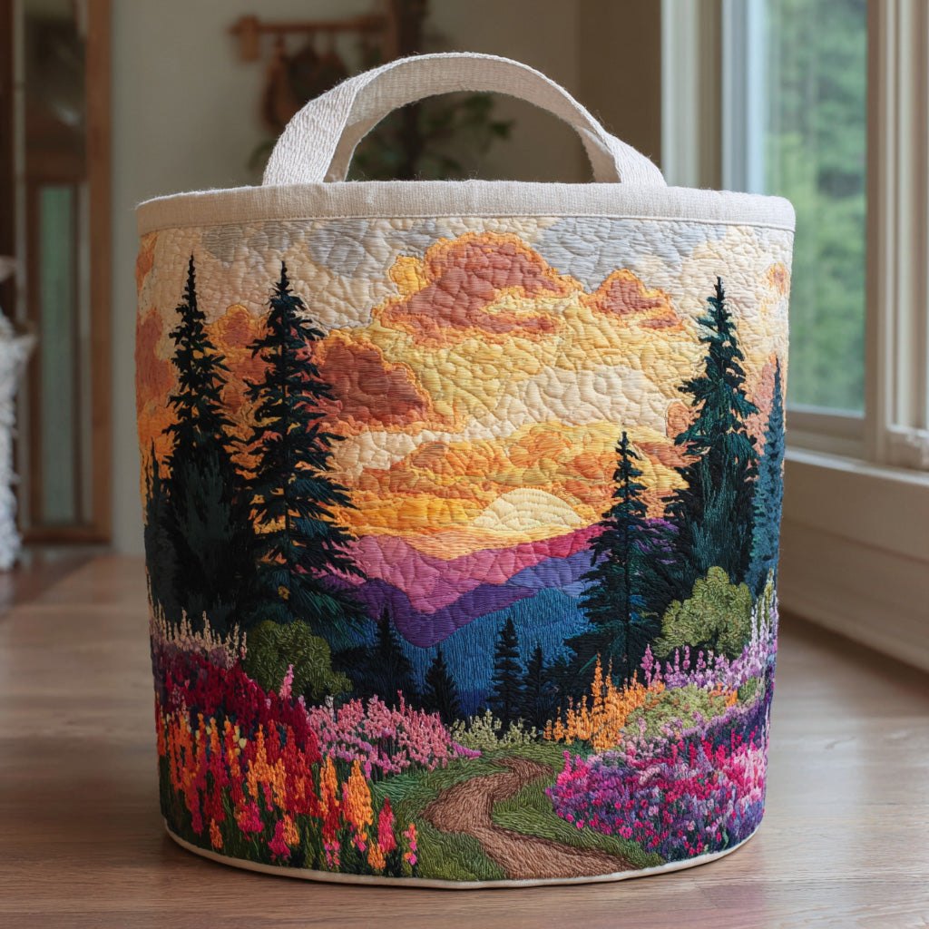 Sunset Pines Quilted Laundry Hamper printed laundry hamper