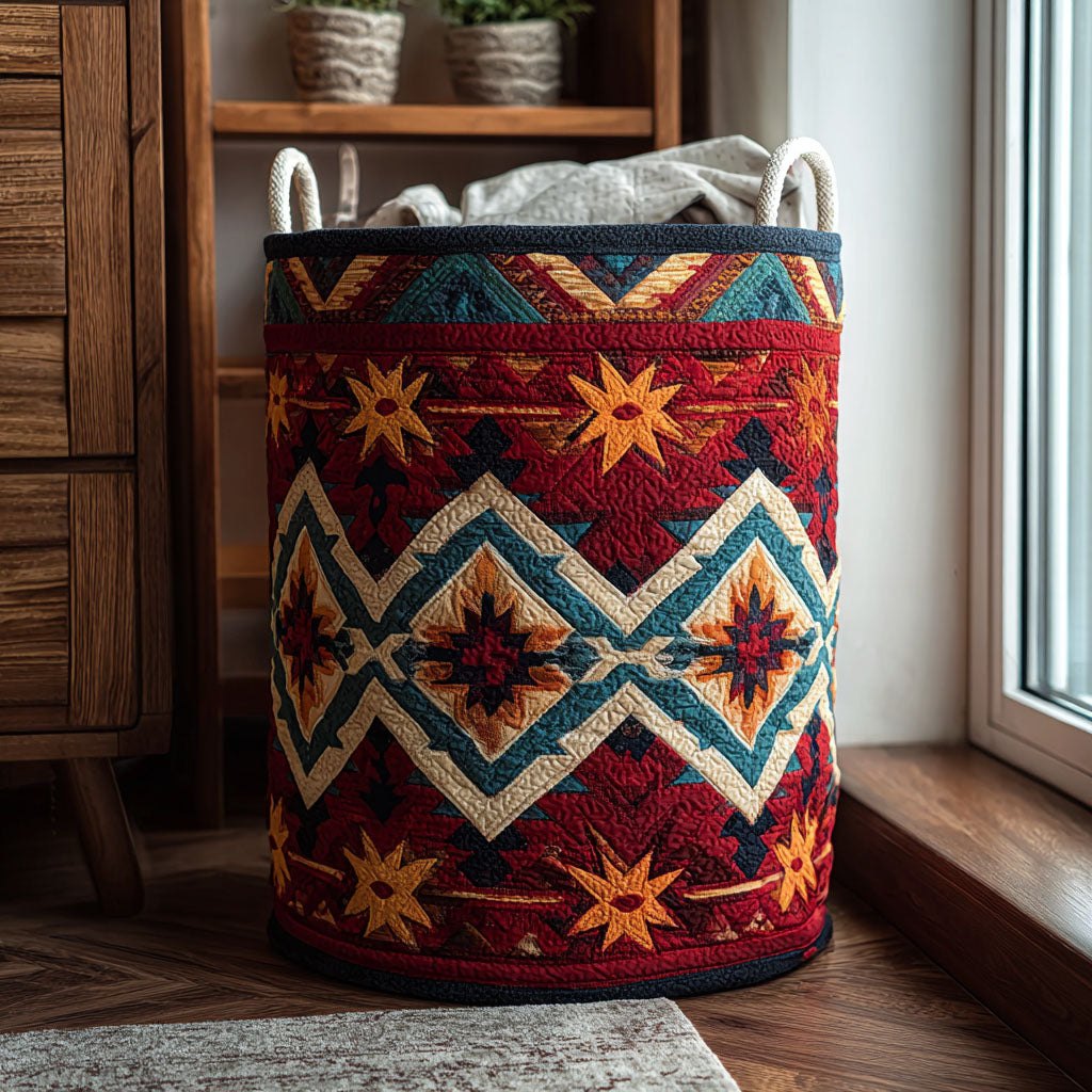 Sunset Spirit Quilted Laundry Hamper printed laundry hamper