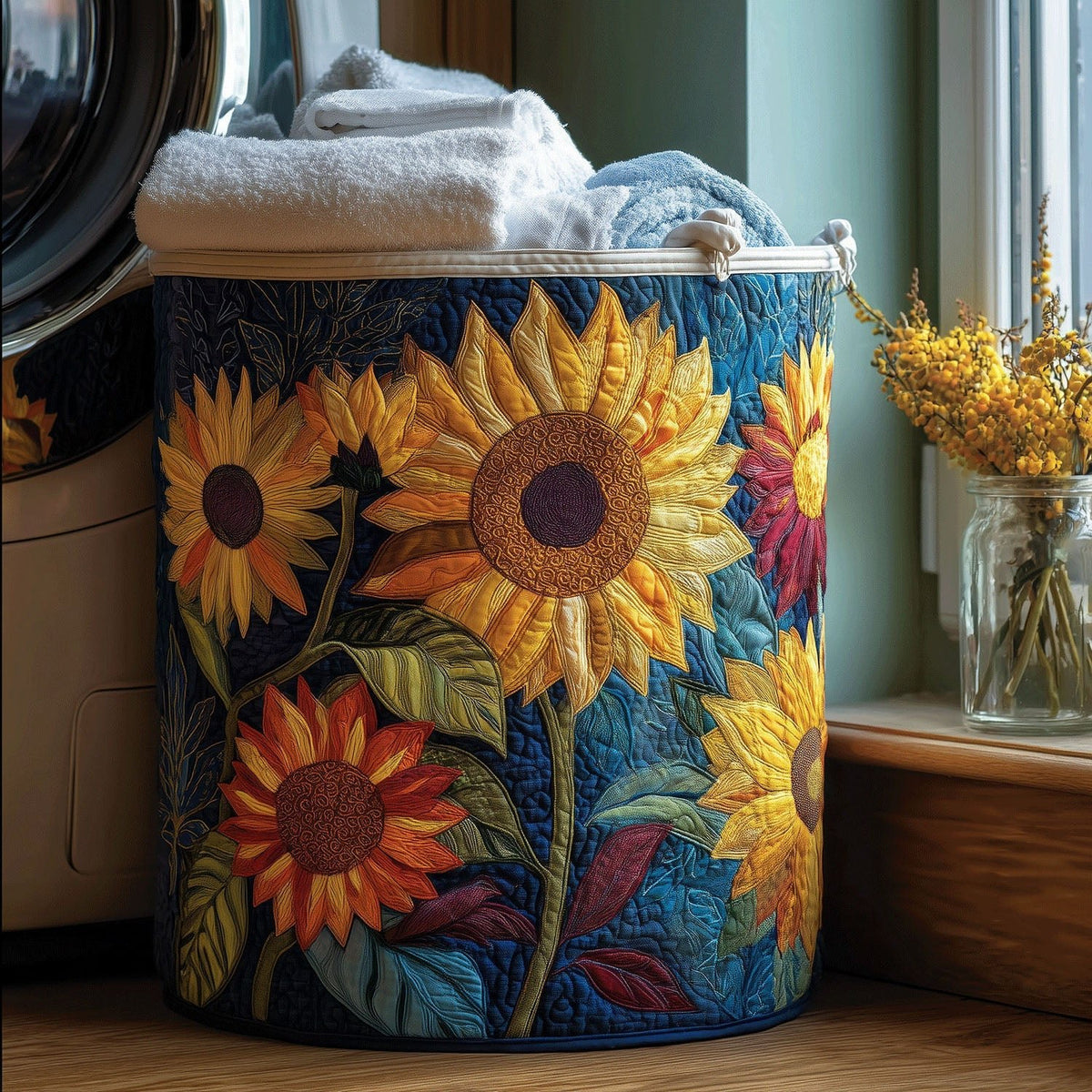 Sunshine Floral Quilted Laundry Hamper printed laundry hamper