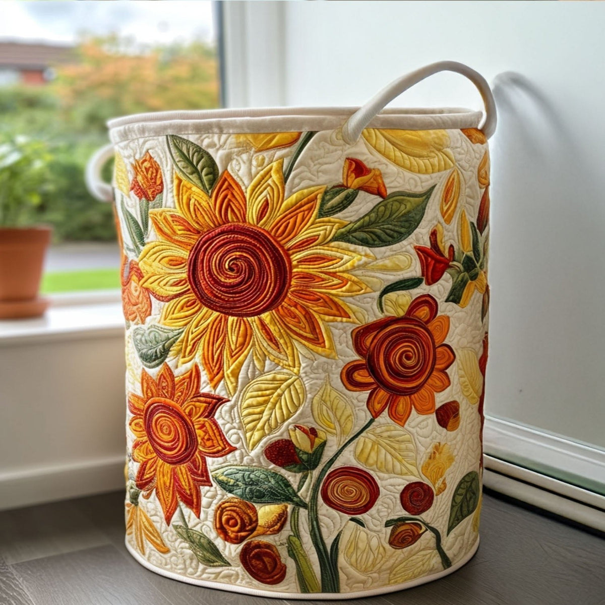 Sunshine Kisses Quilted Laundry Hamper printed laundry hamper