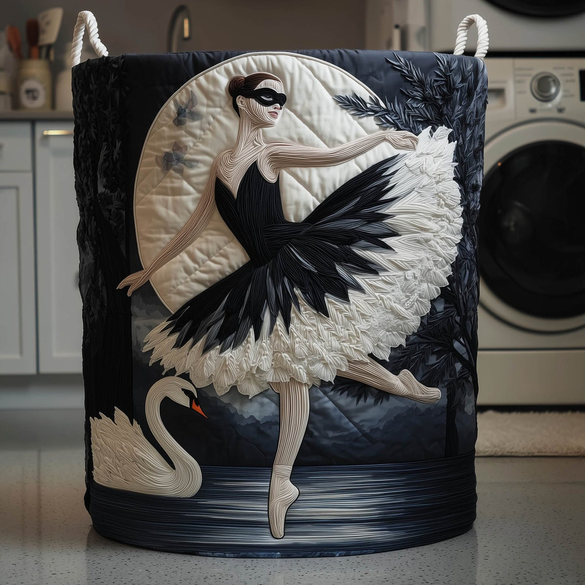 Swan Ballerina Quilted Laundry Hamper printed laundry hamper