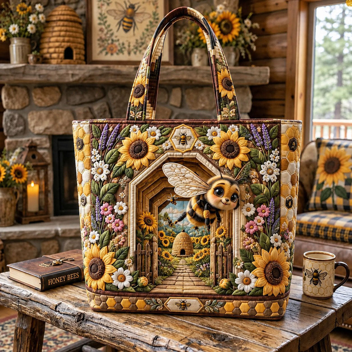 Sweet As Honey Quilted Tote Bag printed tote bag