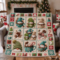 Sweet Gnome Hot Cocoa Patchwork Quilted Blanket printed quilt blanket