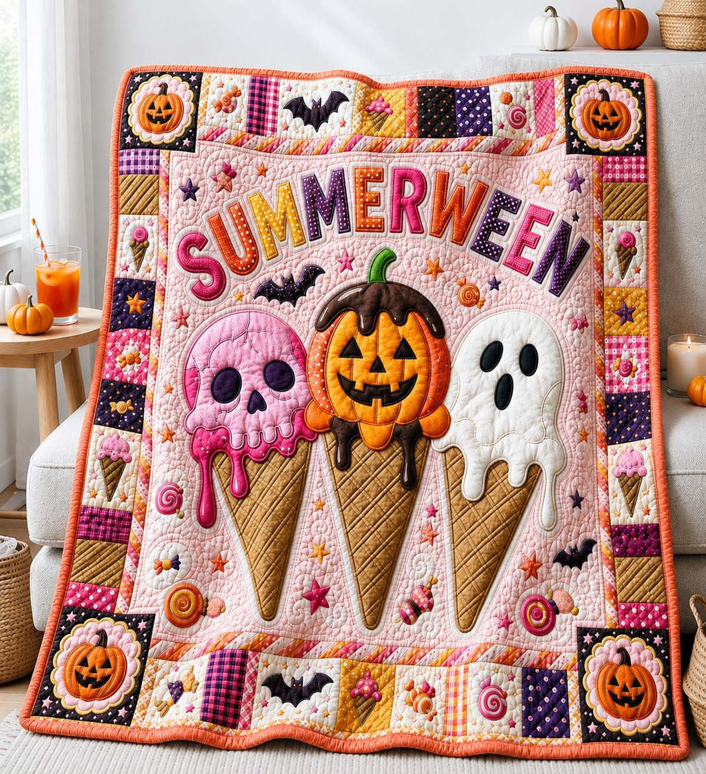 Sweet Summerween Trio Quilted Blanket printed blanket