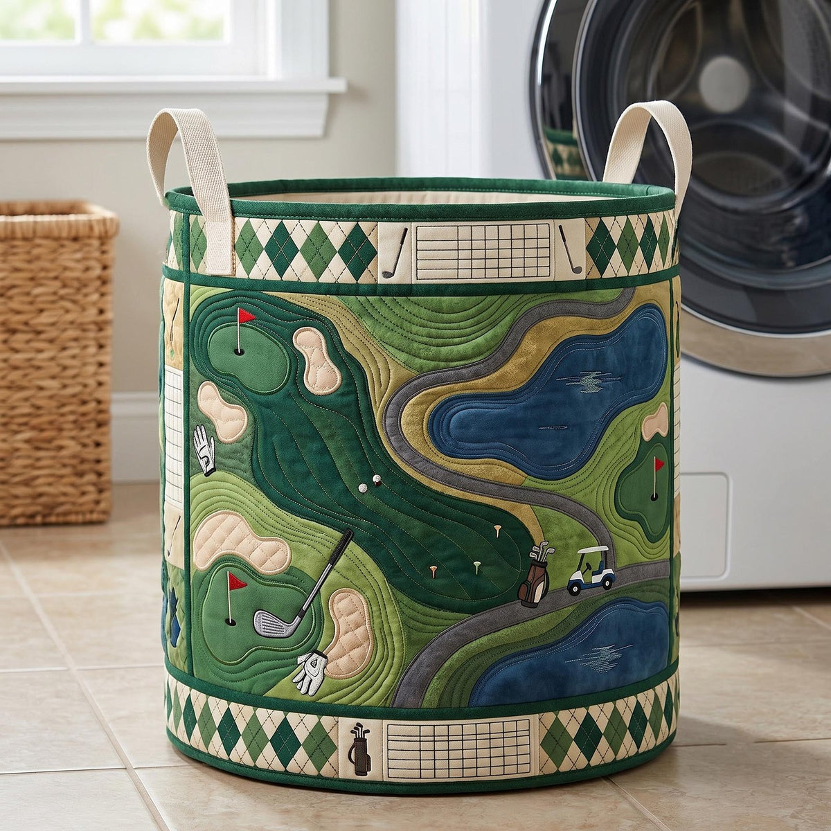 Swing Life Quilted Laundry Hamper printed laundry hamper