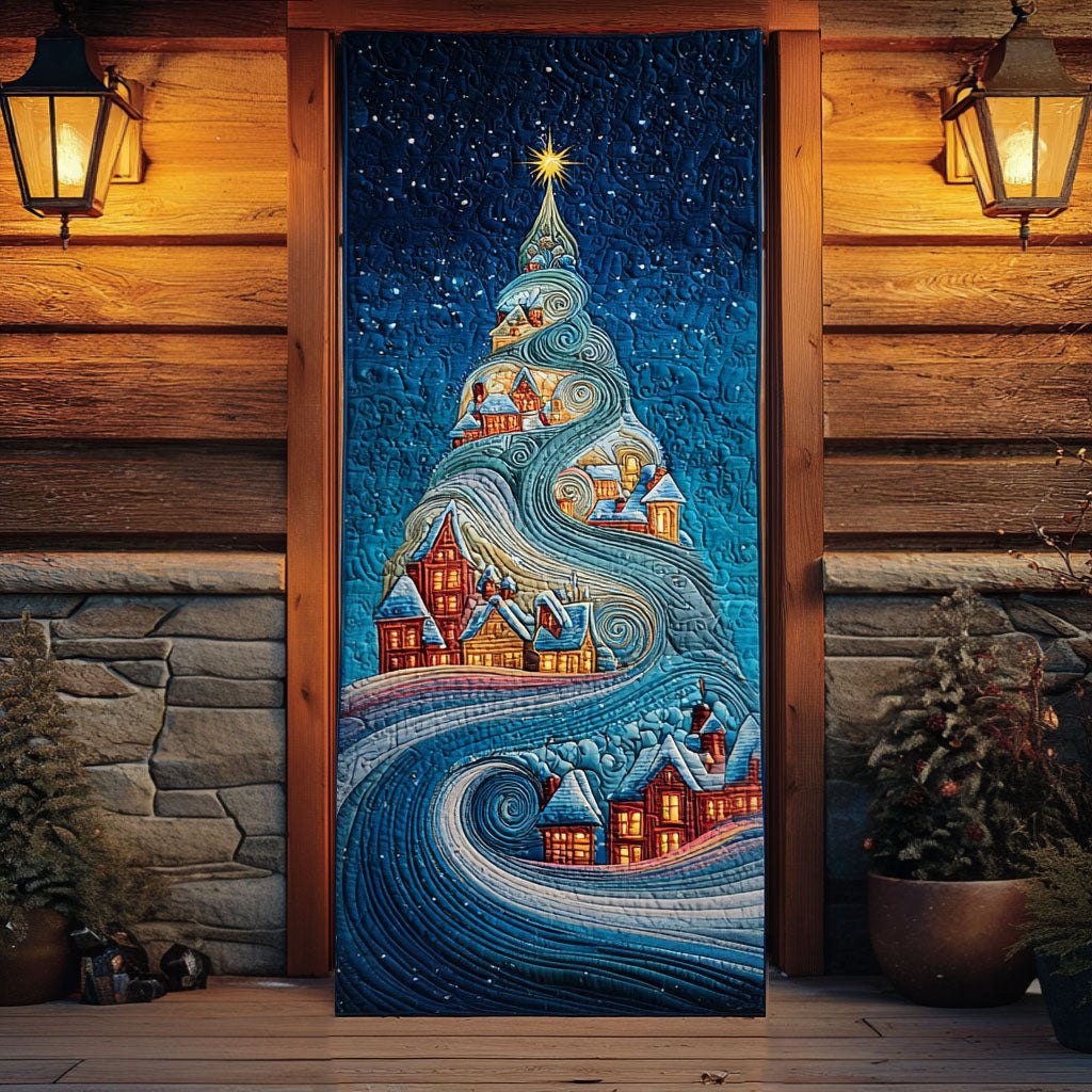 Swirl Village Tree Quilted Door Curtain printed door curtain