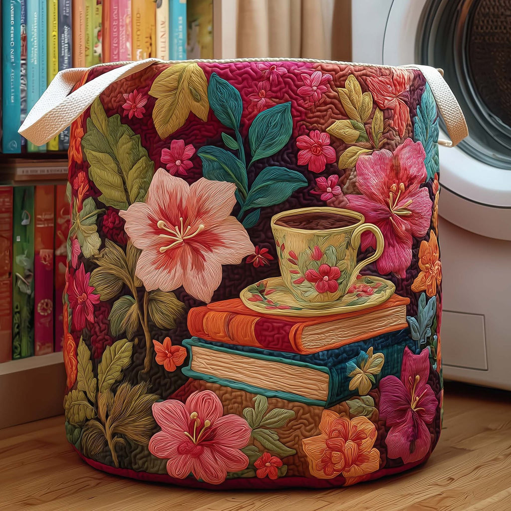 Tea Stories Quilted Laundry Hamper printed laundry hamper